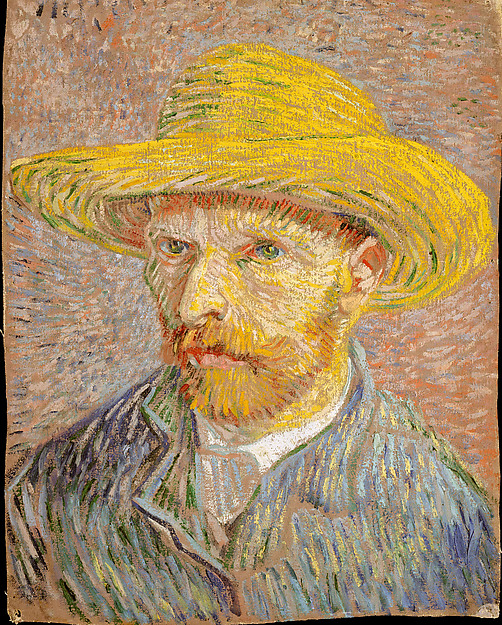 Vincent van Gogh, «Self-Portrait with a Straw Hat (obverse: The Potato Peeler)», 1887. The Met, dominio público CC0. Sirve para observar cómo se reparte la luz en un retrato; no es un tatuaje ni un ejemplo de fotorealismo aplicado al tatuaje.
